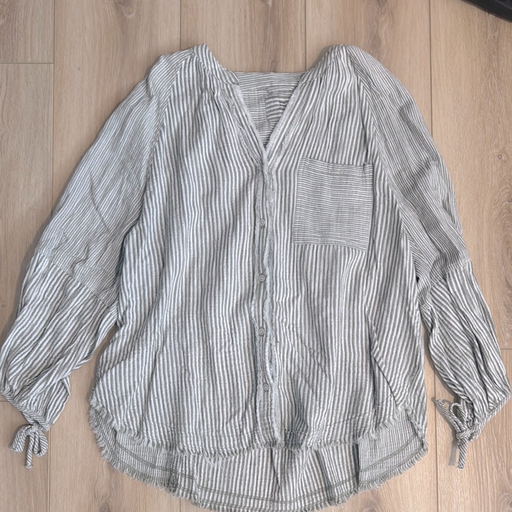 Aerie Olive Striped Top - XL